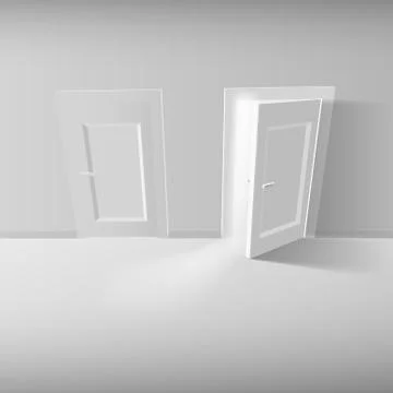Closed And Open Door With Frame 库存插图
