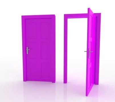 Closed and Open Doors Isolated Illustrazione stock