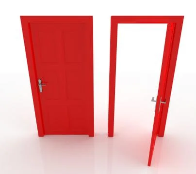Closed and Open Doors Isolated Stock Illustration
