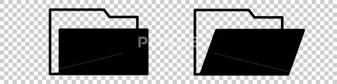 Closed and open folder icons isolated on transparent background. Vector ...