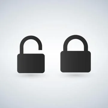 Closed and open lock icons. Illustrazione stock