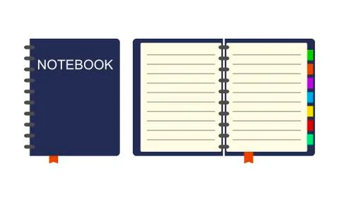 Closed and Open Notebook icon isolated on white background, Vector illustration Stock Illustration