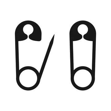 Closed and open safety pin icon in flat style. Tailor accessory vector illu.. Stock Illustration