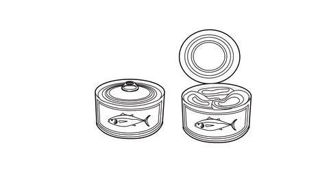 Closed and Open Tuna Cans Illustrazione stock