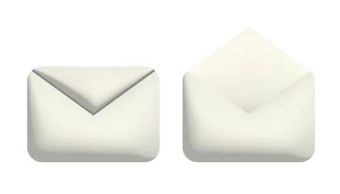 Closed and opened 3d letter envelopes vector illustration design. Stock Illustration