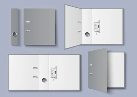 Closed and opened blank office folder mockup Stock Illustration