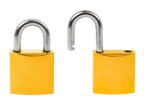 Closed and opened locks Closed and opened locks isolated on white backgrou... Stock Photos