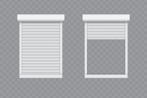 Closed and opened roller shutters window Stock-Illustration