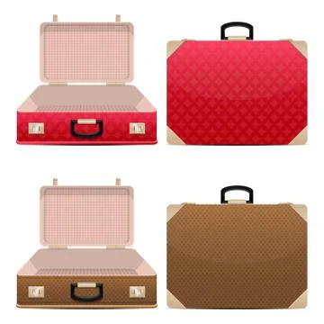 Closed and opened suitcase vector design illustration isolated on white backgrou Stock Illustration