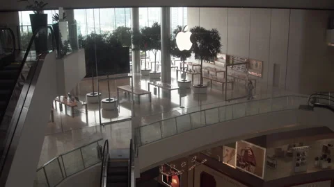 Closed Apple official store during corona virus. Stock Footage 160138710