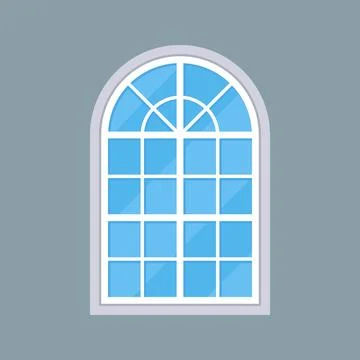 Closed Arched Window Flat Icon on Gray Background Stock Illustration