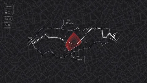 Closed area, district, road. Gps map navigation to own house. Detailed view of Stock Illustration