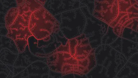 Closed area, district, road. Gps map navigation to own house. Detailed view of Stock Illustration