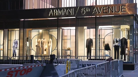 Closed Armani 5th Avenue Empty Coronavirus NYC Streets Video stock 127930352