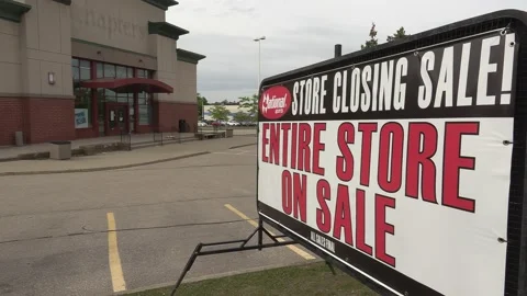 Closed bankrupt stores and small businesses in COVID 19 lockdown pandemic Video stock 154780292