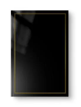 Closed black blank book with frame isolated on white Stock Illustration