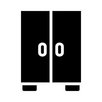 Closed black wardrobe icon. Concept of storage, organization, and furniture. Illustration