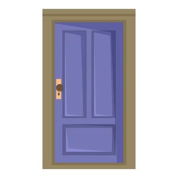 Closed blue front door with brass handle illustration Ilustración de archivo