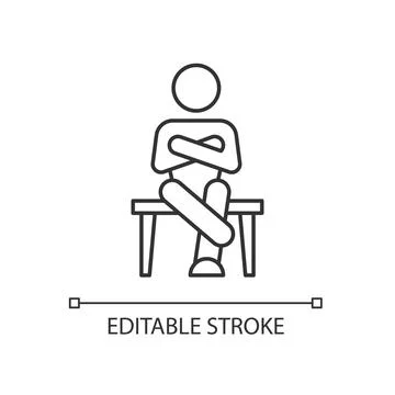 Closed body language linear icon Stock Illustration