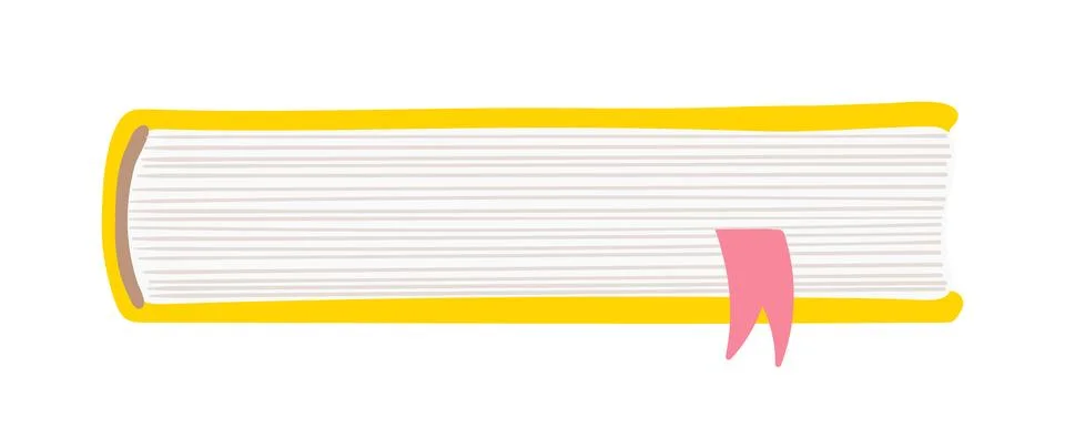 Closed book with bookmark, bottom, side view, illustration isolated Stock Illustration