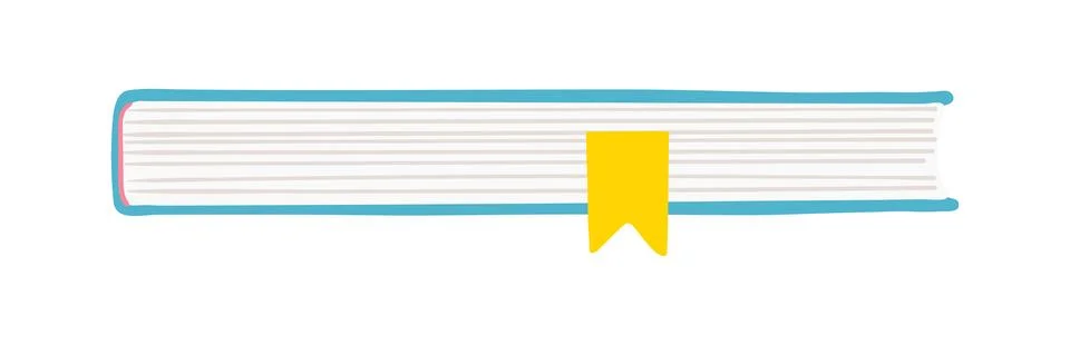 Closed book with bookmark, bottom, side view, illustration isolated Stock Illustration