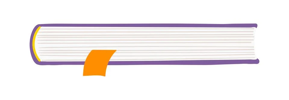 Closed book with bookmark, bottom, side view, illustration isolated Stock Illustration