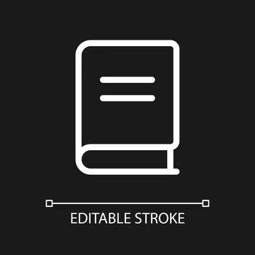 Closed book pixel perfect white linear ui icon for dark theme Stock Illustration
