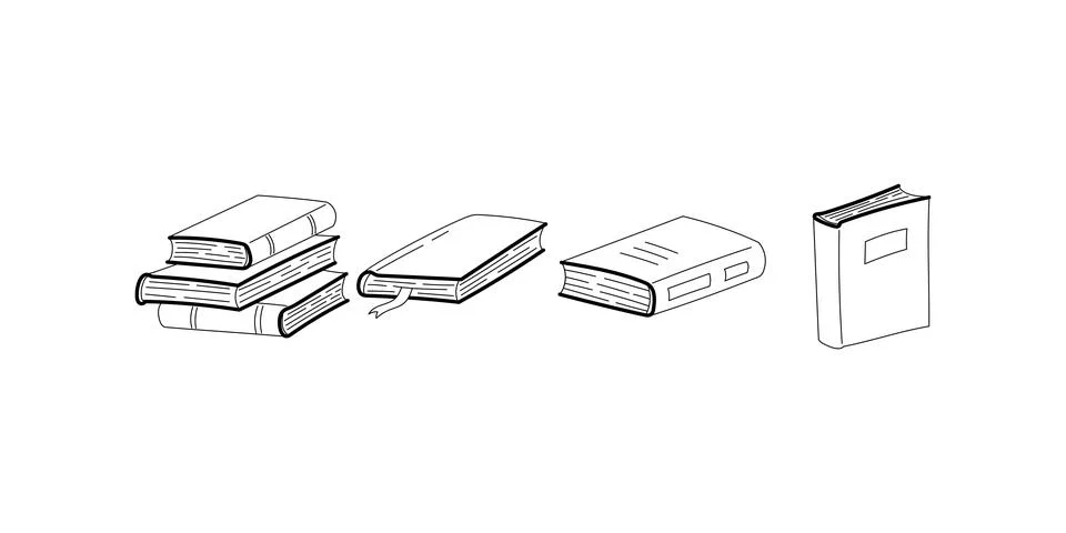 Closed books and book stack collection Stock Illustration