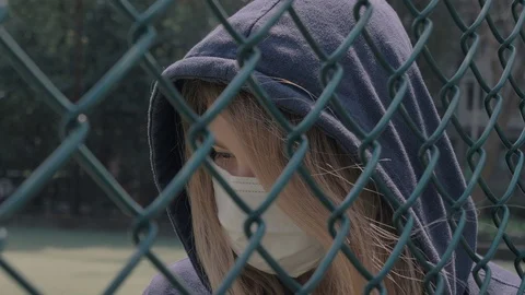 Closed border. Quarantine. Close-up of young woman wearing Protective Face Mask Video stock 126644467