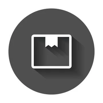Closed box icon. Shipping pack flat vector illustration with long shadow. Stock Illustration