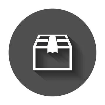 Closed box icon. Shipping pack flat vector illustration with long shadow. 库存插图