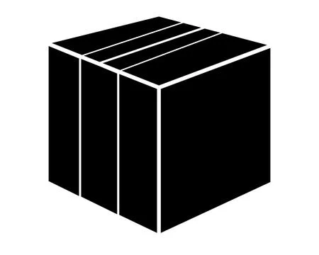A closed box with a parcel. Vector silhouette image for a stencil, pictogram Illustrazione stock