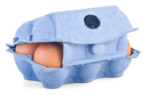 Closed box with six brown eggs Stock Photos