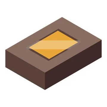 Closed box with transparent window displaying golden product inside Stock Illustration