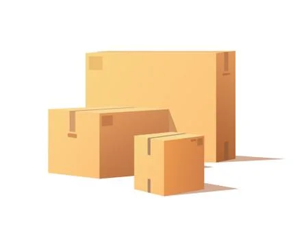 Closed Boxes Mockups, Post Containers for Delivery 스톡 일러스트