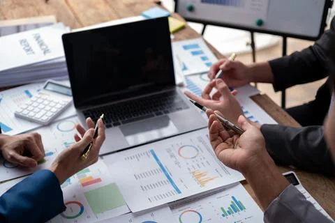 Closed up of brain storm creative thinking business project meeting discussing Stock Photos