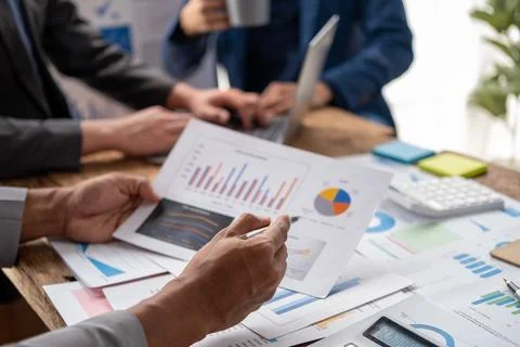 Closed up of brain storm creative thinking business project meeting discussing Stock Photos