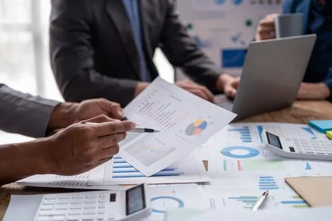 Closed up of brain storm creative thinking business project meeting discussing Stock Photos