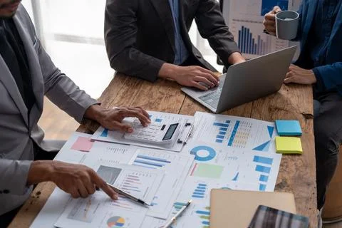 Closed up of brain storm creative thinking business project meeting discussing Stock Photos