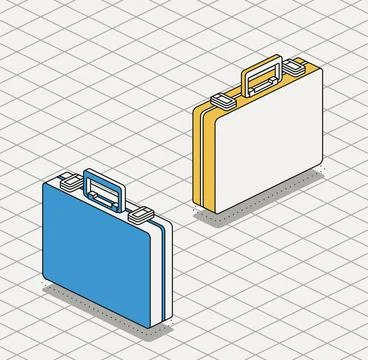 Closed briefcase with handle on white background. Isometric object. Modern .. Stock Illustration