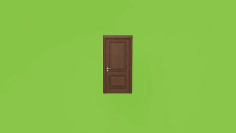 Closed brown door on green screen background 库存插图