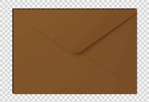 Closed brown envelope is showing flap folding over edge in flat design with Stock Illustration