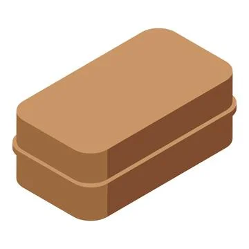 Closed brown rectangular cardboard box isolated on white background Illustrazione stock