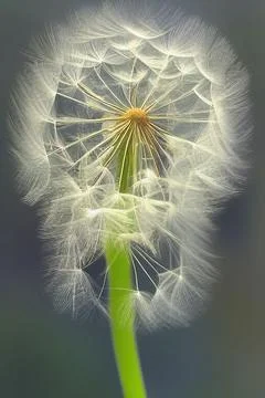 Closed Bud of a dandelion. Dandelion white flowers. IA technology Stock Illustration