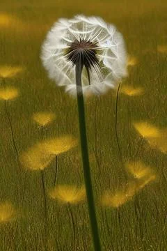 Closed Bud of a dandelion. Dandelion white flowers. IA technology Stock Illustration