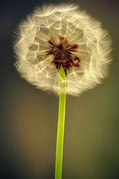 Closed Bud of a dandelion. Dandelion white flowers. IA technology Stock Illustration
