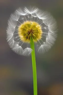 Closed Bud of a dandelion. Dandelion white flowers. IA technology Stock Illustration