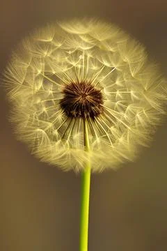 Closed Bud of a dandelion. Dandelion white flowers. IA technology Stock Illustration
