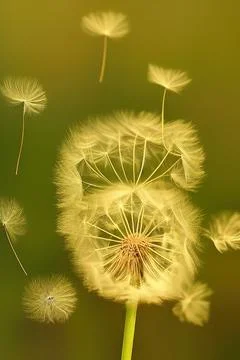 Closed Bud of a dandelion. Dandelion white flowers. IA technology Stock Illustration