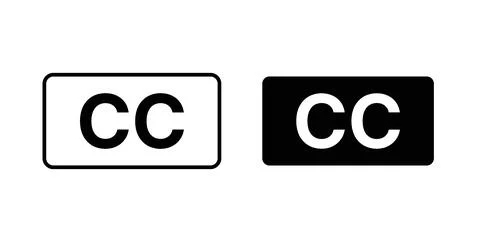 Closed caption icon in black and white. vector icon pack for websites Stock Illustration